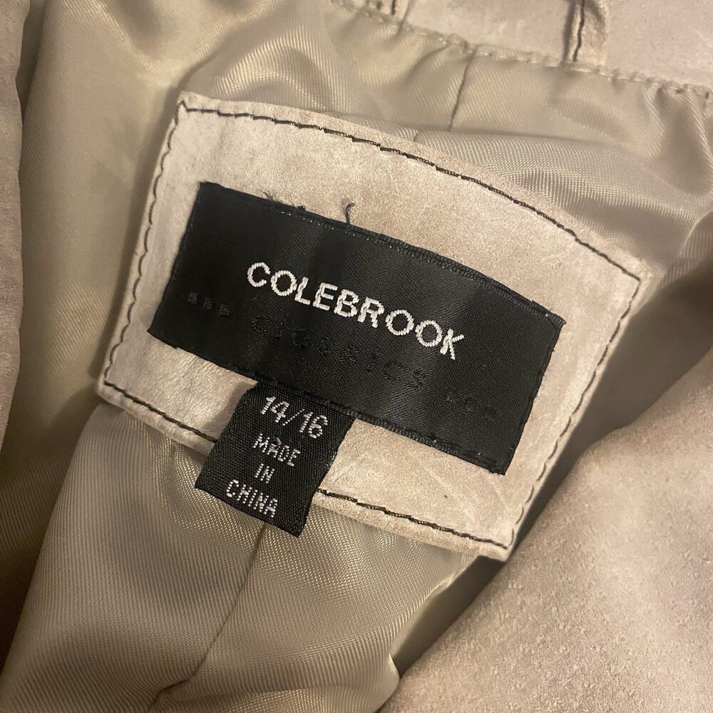 VTG Colebrook Women L 14/16 Suede Leather Jacket Blazer Ivory Western 90s Lined - Picture 4 of 12